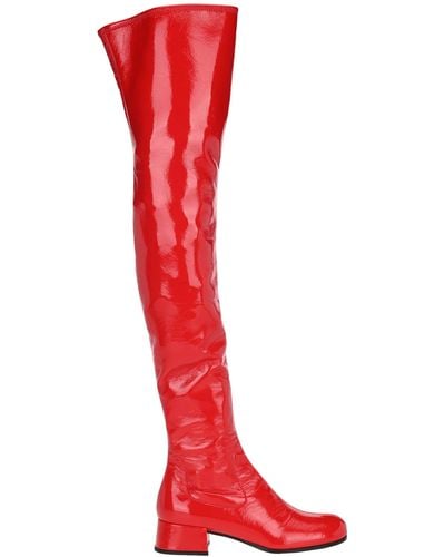 Prada Thigh High Boots - Red