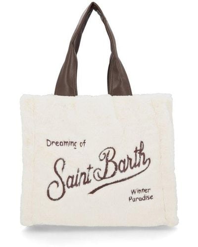 Mc2 Saint Barth Logo Embroidered Top Handle Bag - White