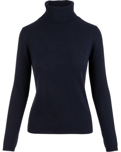 Allude Roll Neck Knitted Sweater - Blue
