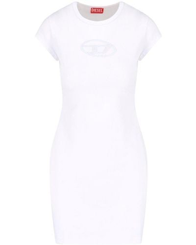 DIESEL D-angiel Cotton-blend Mini Dress - White