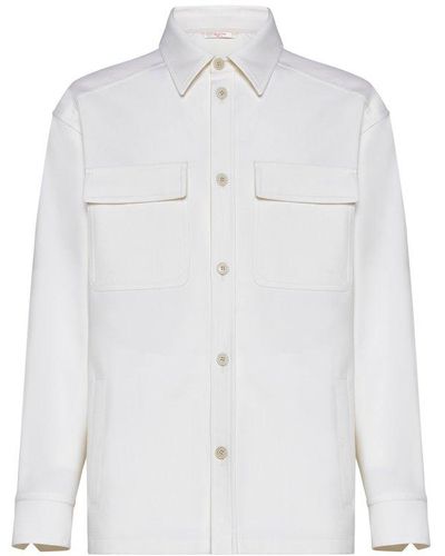 Valentino Buttoned Long-sleeved Jacket - White