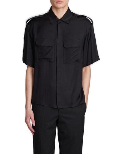 Neil Barrett Epaulettes Short-sleeved Straight Hem Shirt - Black