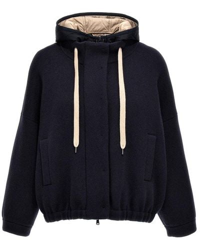 Brunello Cucinelli Jacket + Hooded Vest Casual Jackets, Parka - Blue