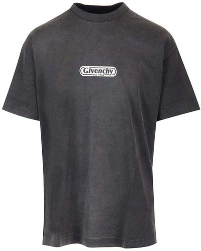 Givenchy Distressed Logo-print Cotton-jersey T-shirt - Black