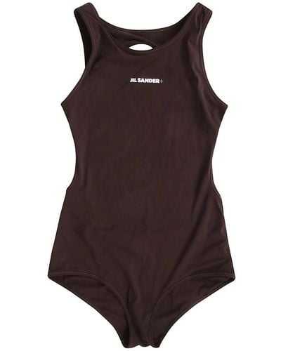 Jil Sander Sports Swimsuit Crew Neck With Open Back - Brown