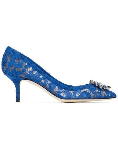 Dolce & Gabbana Taormina Lace Embellished Pumps - Blue