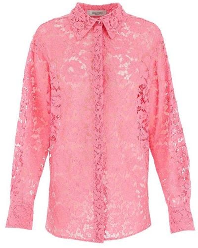 Valentino Lace Buttoned Shirt - Pink