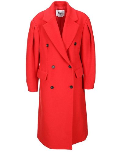 MSGM Double Breasted Coat - Red