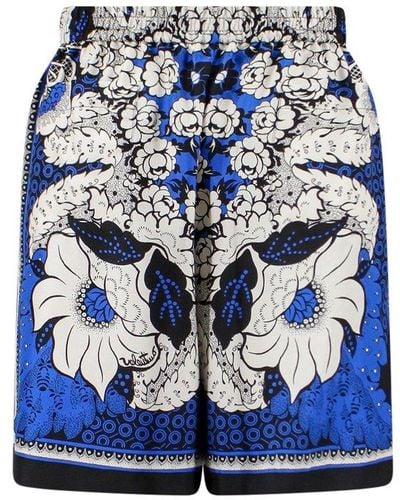 Valentino Bandana Flower Printed Bermuda Shorts - Blue
