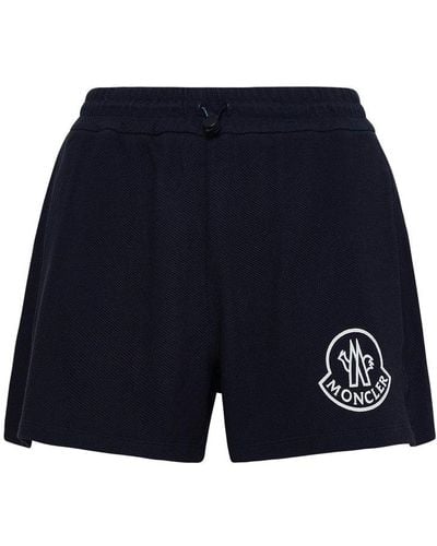 Moncler Logo Printed Drawstring Shorts - Blue
