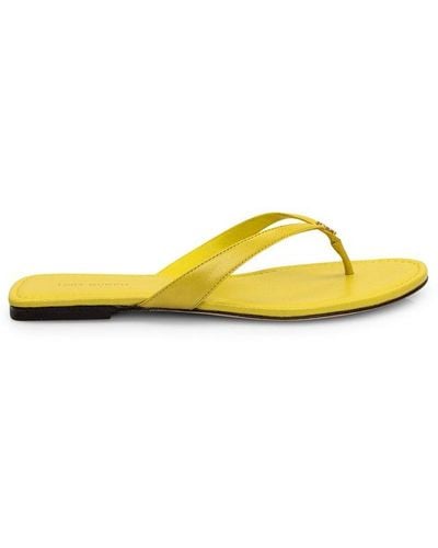 Tory Burch Thong Sandal With Logo - Yellow