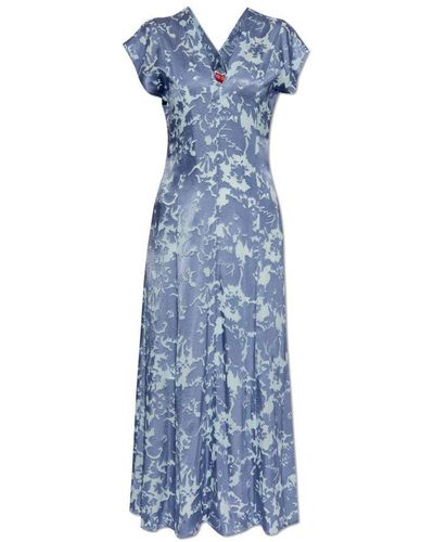 KENZO Flower Camo Long Dress - Blue