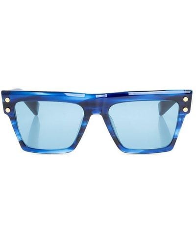 BALMAIN EYEWEAR Rectangle Frame Sunglasses - Blue
