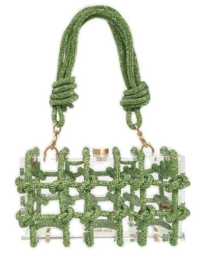 Cult Gaia Bess Rhinestone Embellished Rope Tote Bag - Green