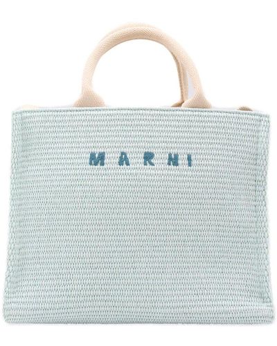 Marni Light Blue Cotton Blend Small Basket Tote Bag