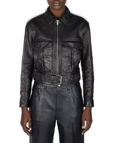 Saint Laurent Aviator Leather Jacket - Black