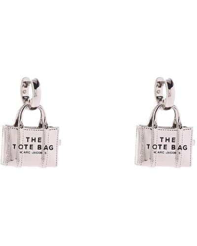 Marc Jacobs The Tote Bag Silver Earrings - White