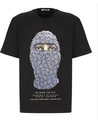 ih nom uh nit Face Printed Crewneck T-shirt - Black