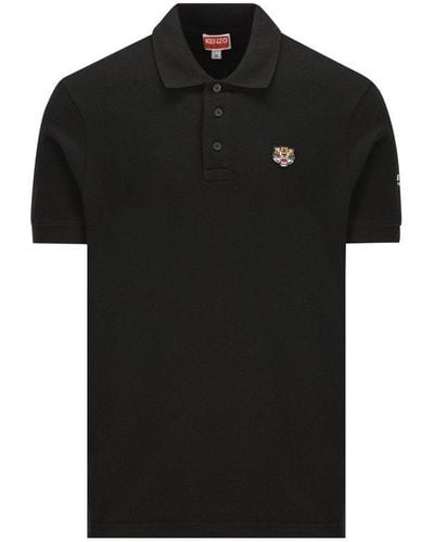 KENZO Lucky Tiger Embroidered Polo Shirt - Black