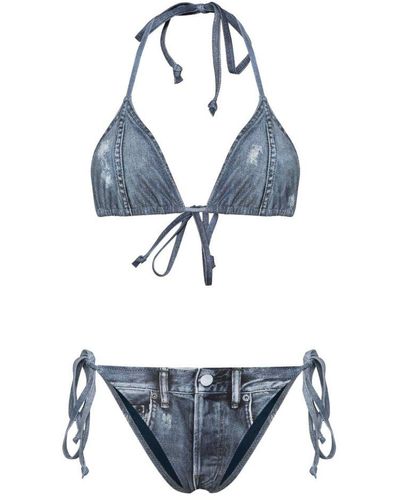 Acne Studios Denim Print Bikini Set - Blue