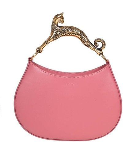 Lanvin Logo Embossed Cat-handle Tote Bag - Pink