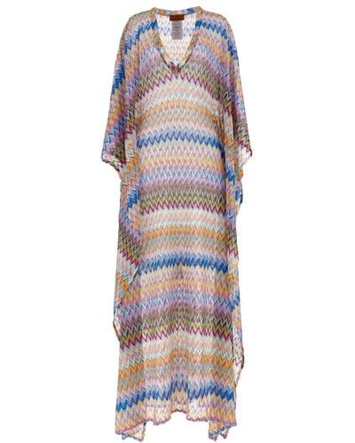 Missoni Zig-zag Pattern V-neck Maxi Dress - Multicolour