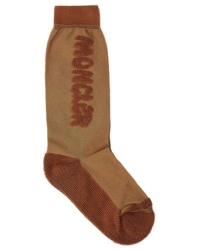 Moncler Genius Moncler X Salehe Bembury Logo Embroidered Ribbed Socks - Brown