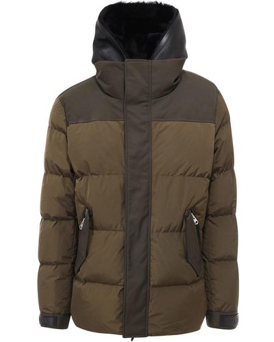 Mackage Reynold Down Coat With Removable Shearling Bib And Hood In Army - Men - Green