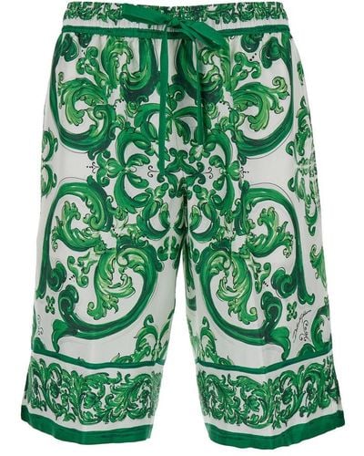 Dolce & Gabbana Majolica-printed Jogging Shorts - Green