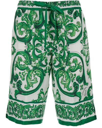 Dolce & Gabbana Light Green Cotton Men Cargo Bermuda Shorts