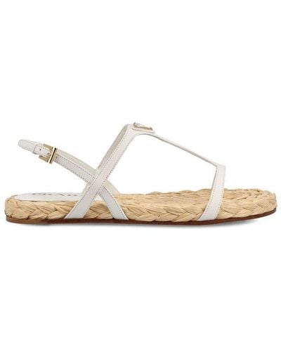 Prada Strapped Flat Sandals - White