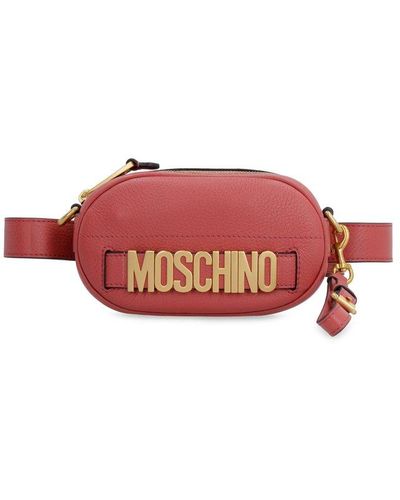 Moschino Leather Belt Bag With Logo - Red