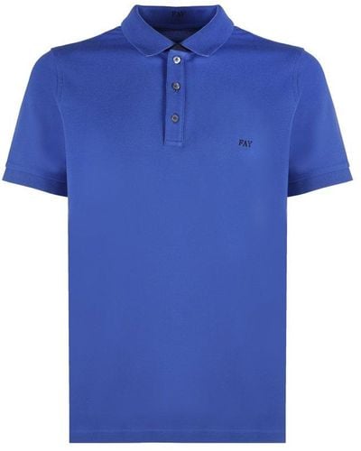 Fay Logo-embroidered Short-sleeved Polo Shirt - Blue