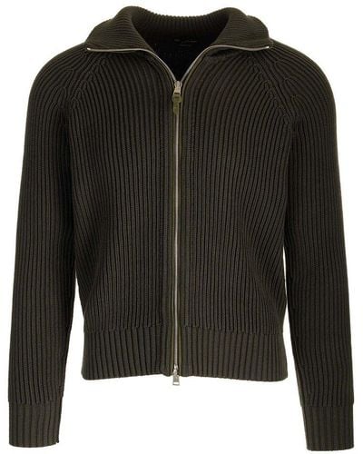 Tom Ford Zipped Ribbed-knit Cardigan - Black