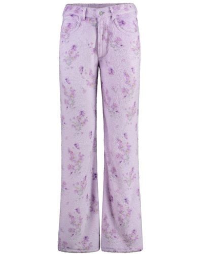 Acne Studios Floral Printed Flared Trousers - Purple
