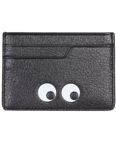 Anya Hindmarch Eyes Hammered Leather Card Holder - Gray