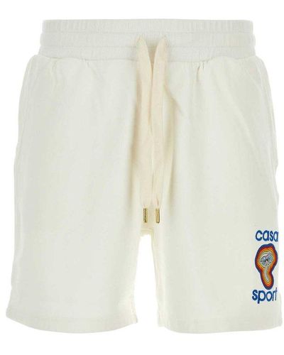 Casablancabrand Tennis Club Embroidered Drawstring Track Shorts - White