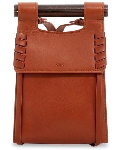 Chloé Logo Embossed Phone Pouch - Brown
