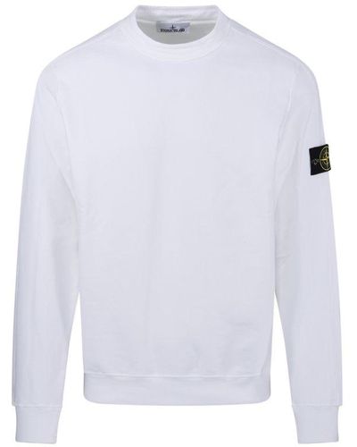 Stone Island Logo Patch Crewneck Sweatshirt - White