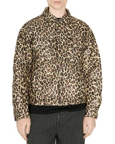 Fucking Awesome Leopard Printed Trucker Jacket - Gray