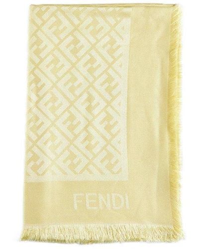 Fendi Ff Silk And Wool Shawl - Yellow