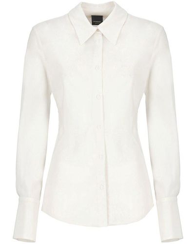 Pinko Long Sleeved Stretch Georgette Shirt - White