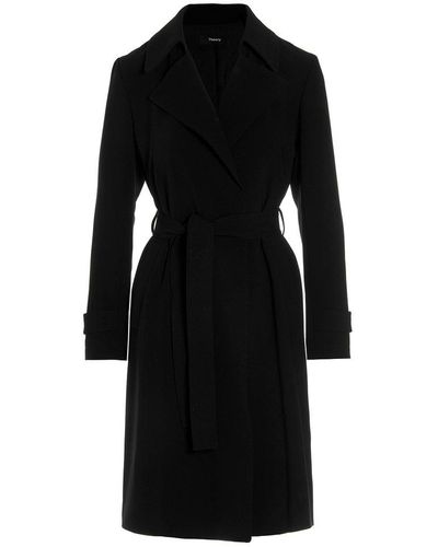 Belted navy trench coat dress
