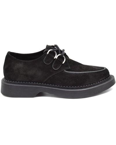 Saint Laurent Almond Toe Lace-up Shoes - Black