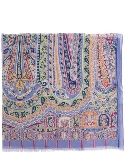 Etro Silk Scarf With Print, - Pink