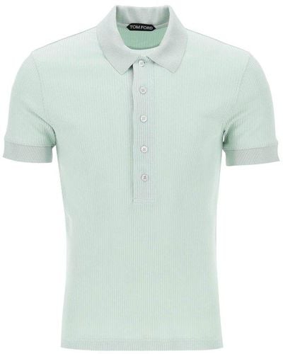 Tom Ford Logo-embroidered Fine Knit Polo Shirt - Green