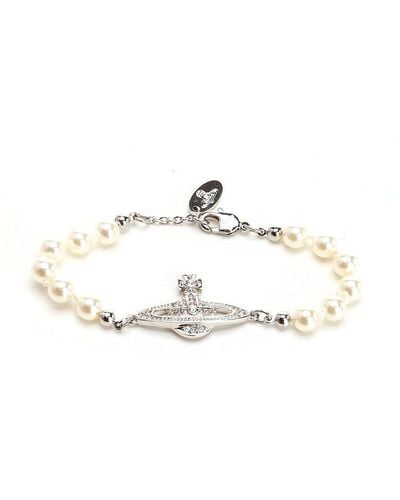 Vivienne Westwood Bracelet With Pearls "mini Bas Relief - White