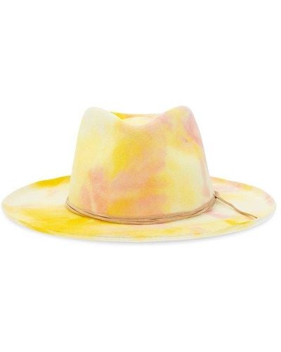 Nick Fouquet Tie-dye Logo Detailed Fedora Hat - Yellow