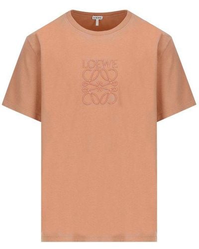 Loewe Logo Monogram Embroidered Crewneck T-shirt - Orange