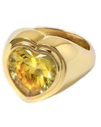 Timeless Pearly Gem-embellished Signet Ring - Metallic